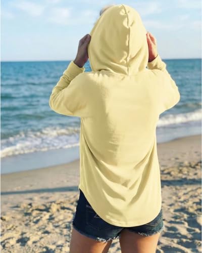 Image of Womens Long Sleeve V Neck Hoodie Sweatshirts Lightweight Pullover Tops