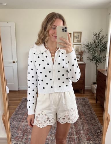 Image of HOCANDY Women Ruffle Collar Cardigan Sweater Preppy Cute Button Up Sweaters