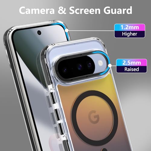 Image of Magnetic Case for Google Pixel 10 /10 Pro [Compatible with Magsafe] [Cute Fashion Fluorescent Design] Shockproof Slim Translucent Matte Case for Pixel 10 /10 Pro 6.3 inch, Black