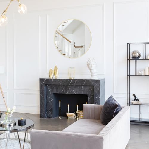 Image of WallBeyond 24 inch Round Mirror Gold Circle Wall Mirror for Bathroom with Metal Framed, Round Wall Mirror for Wall Decor, Vanity, Entryway Living Room