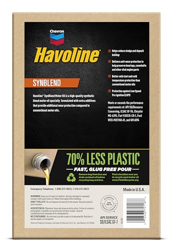 Image of Havoline Motor Oil 5w30 Synthetic Blend Smart Change Engine Oil, 5W-30, 6 Quarts, Pack of 1