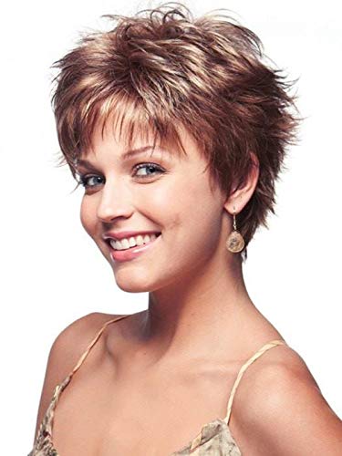 Lizzy Wig Color Expresso - Rene of Paris Wigs 3.5" Short Spiky Wispy Bangs Razor Layers Synthetic Average Cap Bundle MaxWigs Hairloss Booklet