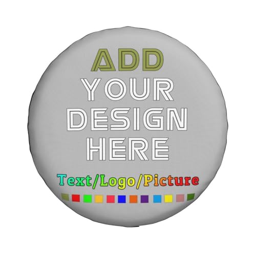 Image of Custom Spare Tire Cover with Logo Photo Text, Personalized Polyester Tire Covers Protectors for Trailer RV SUV and Many Vehicles, Silver