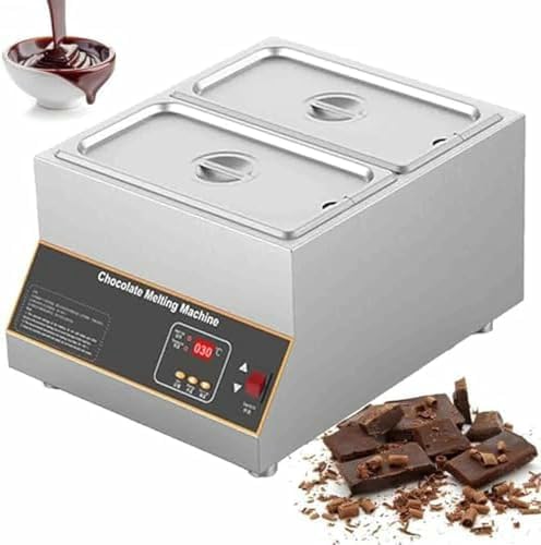 500W Chocolate Melter with Adjustable Temperature 0-95℃, Professional Tempering & Melting Machine, Durable Stainless Steel, Ideal for Baking & Candy Making,2Tank