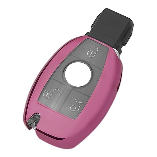 TANGSEN Funda protectora de TPU rosa compatible con MERCEDES BENZ A B C CLA CLS E G GLA GLC GLE GLK GLS GT M R S SLK SLS CLASS VIANO 2 3 botones