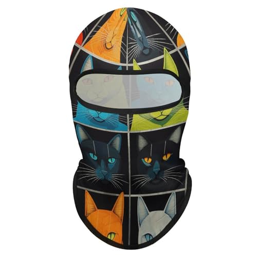 Balaclava para Hombre y Mujer con diseño de collage de gatos, cubre rostro completo, para ciclismo miniatura 7