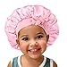 Satin Silk Bonnet Hair Cap: 2pcs Bonnets For Kids with Elastic Tie Band Adjustable Straps for Sleeping Sleep Comfortable - Stretchy Tie Band Hair Bonnets No Slip-Off (Black+Pink-K)