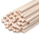 Balsa Wood Sticks, Balsa Wood Strips, 1/4" x 12" 50 PCS Square Wooden Dowels for Crafts, Unfinished Wood Dowel Rods, Wood Sticks for Crafting, Miniature Architectural Model Building Supplies