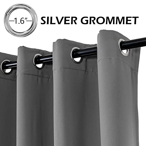 Image of MYSKY HOME Blackout Curtains 90 Inch Length for Living Room Grey Curtains for Bedroom Gray Thermal Insulated Curtains Room Darkening Drapes with Grommets 2 Panels Set, 52W x 90L, Grey