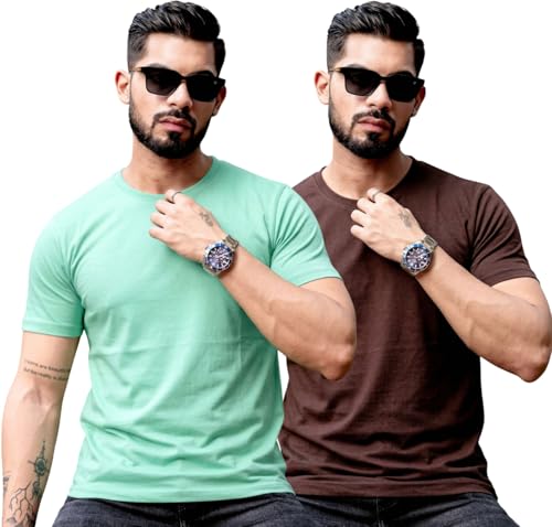 Image of RodZen 100% Pure Cotton Round Neck Regular Fit Plain Solid Half Sleeve T-Shirt Combo for Men & Boys (Pack of 2,3,4 Available in Size S to 2XL)