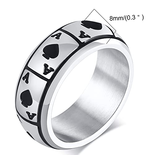 Jude Jewelers 8mm Stainless Steel Back Ace Spade Poker Wedding Games Promise Statement Cocktail Party Biker Ring4