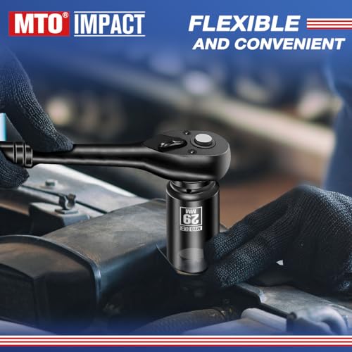 Image of MTO 1 /2 inch Drive 29mm Deep Impact Socket, 6-Point Metric Socket for Automotive Maintaince, CR-V Steel Meets ANSI Standards