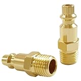 Air Hose Fittings And Quick Connect Air Fittings, 1/4 Inch NPT Brass Female Male Air Coupler Plug (10 Piece) Industrial Type D, Air Compressor Fittings (Female and Male Plug)