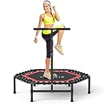 CLORIS 45'' Foldable Fitness Trampoline - Max Load 450lbs, Rebounder with Adjustable Foam Handle Indoor/Outdoor Fitness Body Exercise (45'' Red)