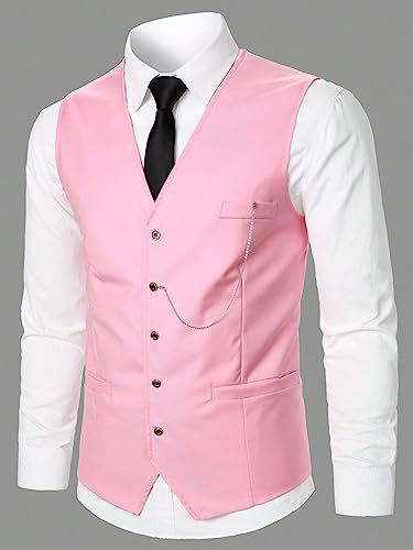 trajes para hombre elegantes 1pc Button Front Waistcoat & 1pc Suit Pants Set3