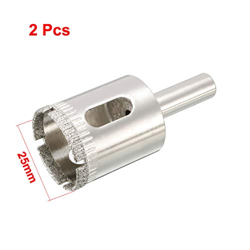 sourcingmap 2 Pcs 25mm Diamond Coated Hole Saw Drill Bits for Glass Ceramic Tile Marble Rock Porcelain Bottles Pots Brick - Image 2