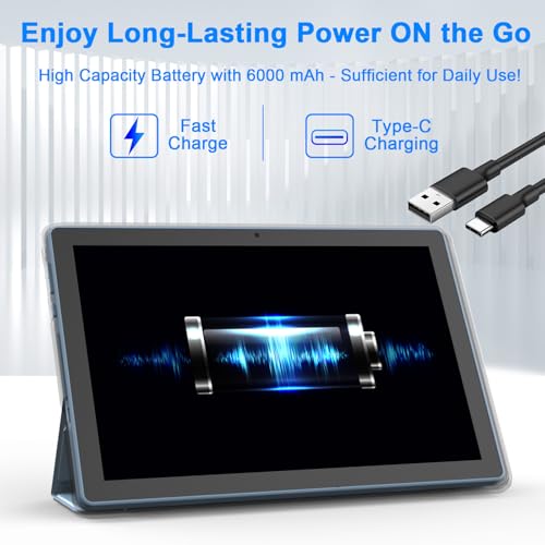 Image of 2 in 1 Android Tablet 10 Inch with Tablet Case and Stylus Pen Android 15 Tablet 5G WiFi-6 1280 x 800 Full HD IPS Display 6000mAh 64GB ROM + 12GB RAM (4+8 Virtal) 1024GB