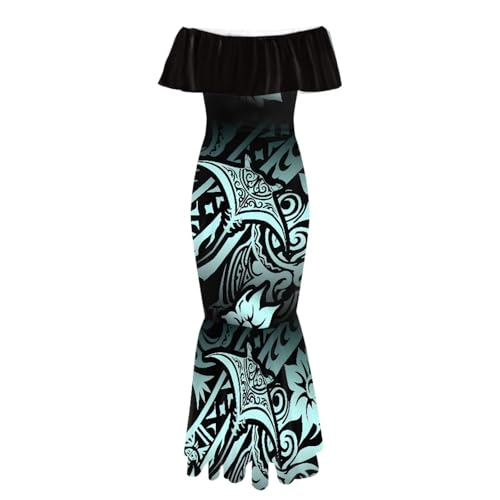 Image of Polynesian Dresses for Women Off Shoulder Maxi Dress Puletasi Samoan Dresses S-7XL