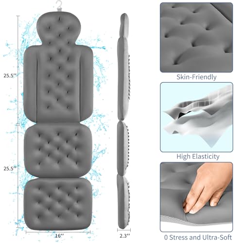image for VEILS Bath Cushion, Full Body Bathtub Pillow with 160 Suction Cups, Ba