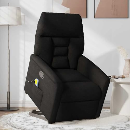 Mokuyary Silla de masaje sillón reclinable silla de relajación de tela negra, silla para relajarse, sala de estar, hogar, oficina, dormitorio-A9