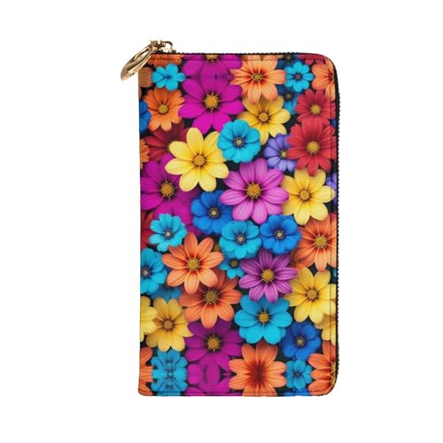 Women's Long Cash Wallet, PU Leather Elegant Clutch Change Purses with Zipper, Travel, Gifts (colorful flowers Print)2