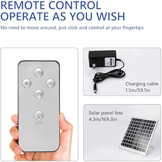 16-inch Solar Vertical Fan, Electric Oscillating Fan, Vertical Floor Fan with Remote Control, 4 Speeds, Two Charging Methods, Suitable for Home, Office, Fishing, Camping photovoltaic White