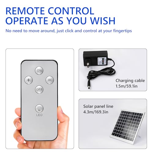 16-inch Solar Vertical Fan, Electric Oscillating Fan, Vertical Floor Fan with Remote Control, 4 Speeds, Two Charging Methods, Suitable for Home, Office, Fishing, Camping photovoltaic White