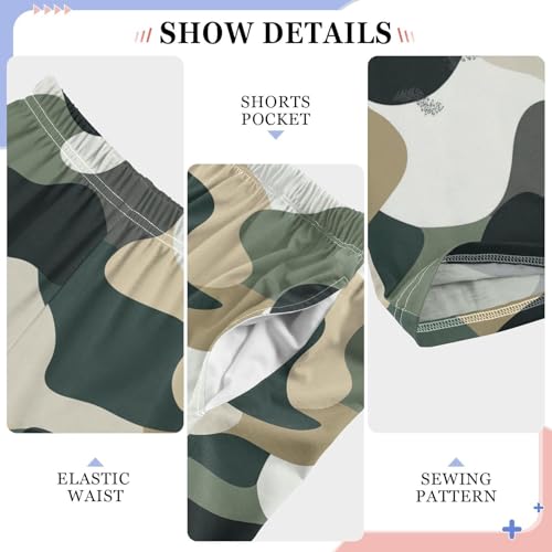 Boys' Pants Trendy Deep Green Camo Long Bottoms Jogger Pants Elastic Waist Trousers with Pockets S-XL4