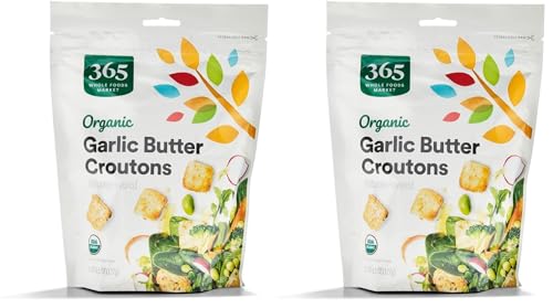 Image of 365 by Whole Foods Market, Organic Butter And Garlic Croutons, 4.5 Ounce (Pack of 2)