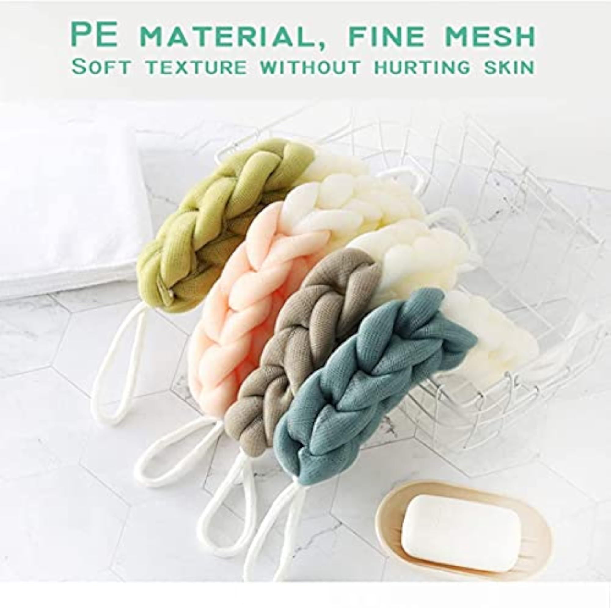 2 Pack Long Stretch Back Sponge, Bath Scrubber