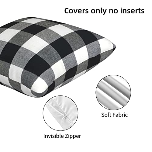 Black And White Checkered Throw Pillow Covers 18X18 Plaid Pillow Case Farmhouse Pillow Case Square Cushion For Living Room Couch Sofa Bed Home Outdoor Indoor Decorative Set Of 2 #TOP4