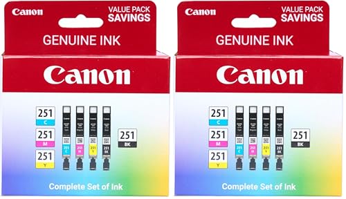 Image of Canon CLI-251 BK /CMY 4PK Compatible to MG6320, iP7220, MG5420, MX922, MG7120, MG6420, MG5520, iX6820, iP8720, MG7520, MG6620, MG5620 (Pack of 2)