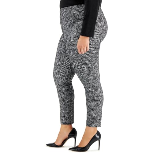 Anne Klein Womens Plus Glen Plaid Slim Leg Ankle Pants B/W 2X2