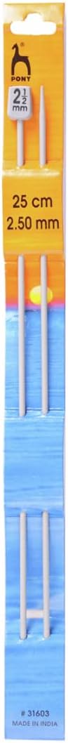 Pony Single Ended Classic Knitting Pins, Aluminium, Multi-Colour, 2.5mm