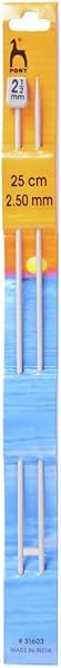 Pony Single Ended Classic Knitting Pins - 25Cm x 3.25mm, White - 3