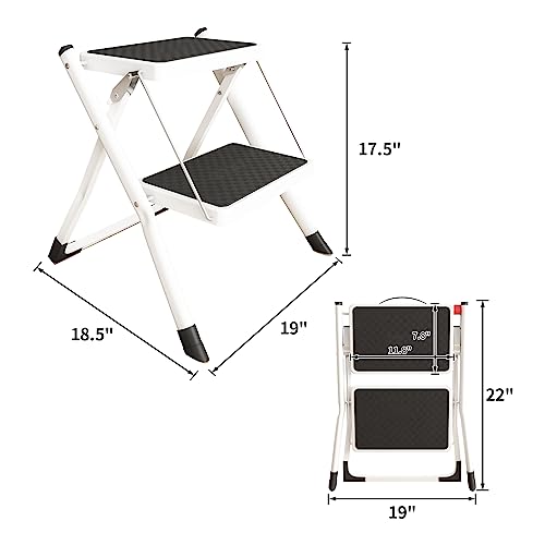 DAWNYIELD 2 Step Ladder, Folding Metal Step Stool with Wide Anti-Slip Pedal by DAWNYIELD - Used condition - Image 2