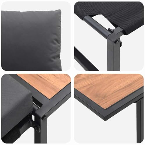Meuble d'exterieur acier anthracite et table acacia résistant aux intemperies - 8