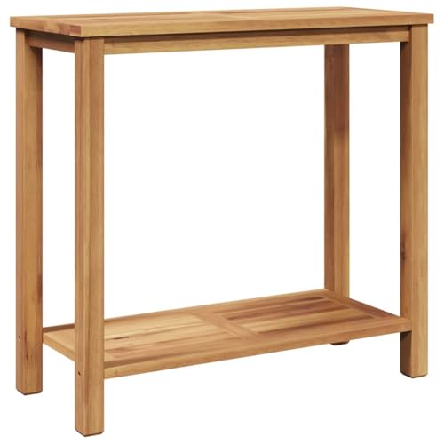 pokgdf Table console de jardin résistante aux intempéries en teck massif avec espace de...