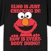 Sesame Street Elmo is Just Checking in! Crew Neck Short Sleeve Men's Black T-Shirt-Large #1