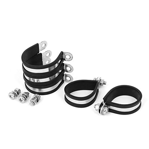 Aexit 38mm 304 Clamps Stainless Steel EPDM Rubber Lined P Clips Cable Mounting Hose Pipe Strap Clamps Clamp 5pcs