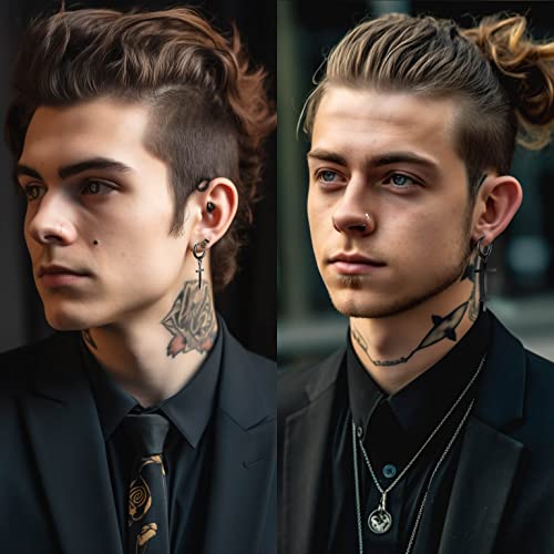 15 Pairs Of Mens Earrings With Unique Designs Made Of Surgical Stainless Steel Variety Of Styles Such As Hoops Earrings, Studs, Cross Earrings Fashion Huggie Mens Earrings For Party Birthday Prom Christmas #TOP2