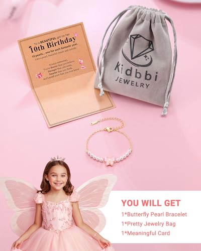 Image of Happy 6 8 10 Year Old Birthday Gifts for Girls Butterfly Bracelet