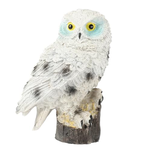 TOYANDONA Realistische Eulenfigur Garten Skulptur aus Resin mit Blauen Augen Wetterfestes Outdoor Ornament für Gartendeko und Landschaftsgestaltung Dekorative Tierfigur für Terrasse und
