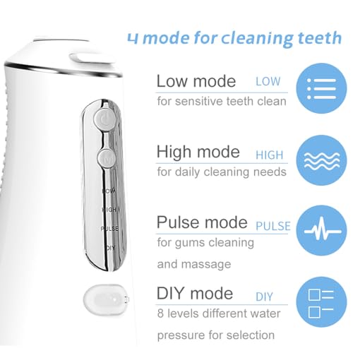 Tragbarer Wasserzahnseiden-Teeth Pick, Kabelloser Munddusche, 300ML Wiederaufladbarer Reisewasserreiniger, IPX7 Wasserdicht, Elektrische Zahnreinigung – Bild 7