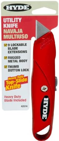 Hyde Tools 42074 Top Slide Utility Knife, Red (Mini Card Packaging)