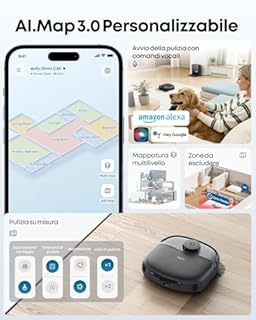 eufy C28 robot aspirapolvere con rullo autopulente HydroJet, spazzola DuoSpiral anti-groviglio, aspirazione Turbo da 15.000 Pa, robot 5 in 1 con aspirazione e Al per I'evitamento ostacoli