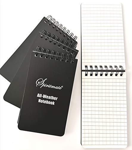 Spiritmate All-Weather Top Spiral Notebooks 3X5Inches Hardcover Thick 120G Waterproof Stone Paper, Ruled Line And Graph Grid In One Design Note Pads, 50Sheets/100Pagesper Each Notebook (8Pack) #TOP5