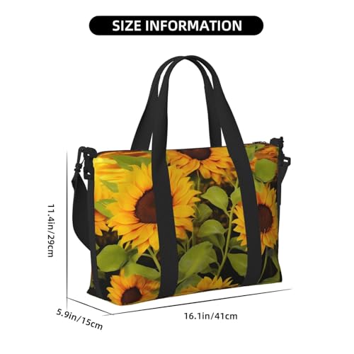 Travel Duffle Bag Weekender Bags for Men Women Adjustable Large Capacity Weekender Overnight Bag Carry On Tote Bags Waterproof Sport Gym Bag for Travel Yoga, Sun Flower, One Size2