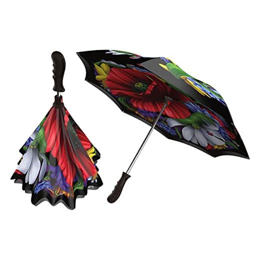 Best double layer inverted umbrella Designer Reverse Umbrella in Wild Poppies