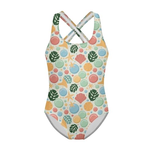 Image of Girls One Piece Swimsuit 3D Sequin Glitter Cross Back Quick Dry Sparkly Bathing Suit for Beach Pool 5-14Y